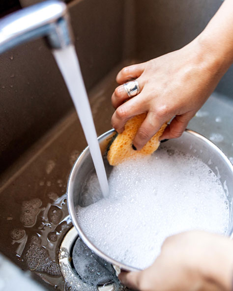 washing dishes